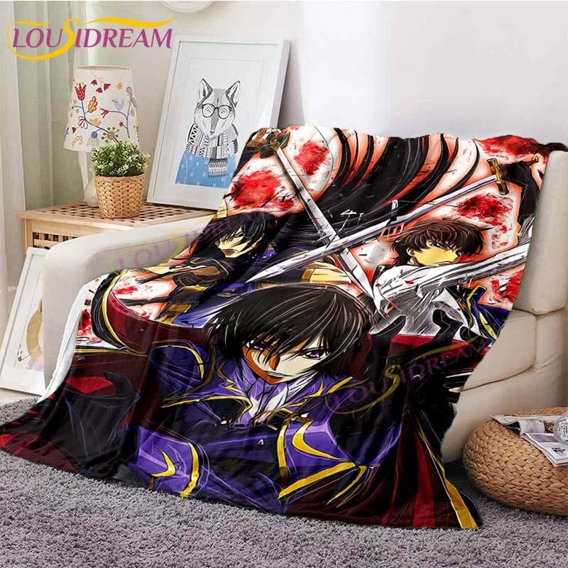 Classic Anime Blanket Code Geass Flannel Throw Blanket Lelouch Chair Sofa Lazy Blankets Cartoon Blankets for Home Bedroom Travel