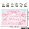 2D Flat Soft Pink Birthday Banner Pastel Bow & Heart Themed Backdrop for Baby Shower & Birthday