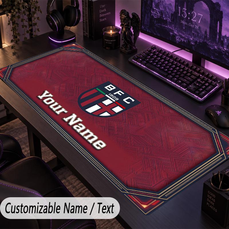 Custom Text Big Mousepad, Extended Desk Pad For Laptop Work GameBologna FC