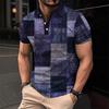 Mens Oversized Retro American Style Polo Shirt With 3D Digital Print Pique Cotton Breathable Comfortable Casual Wear