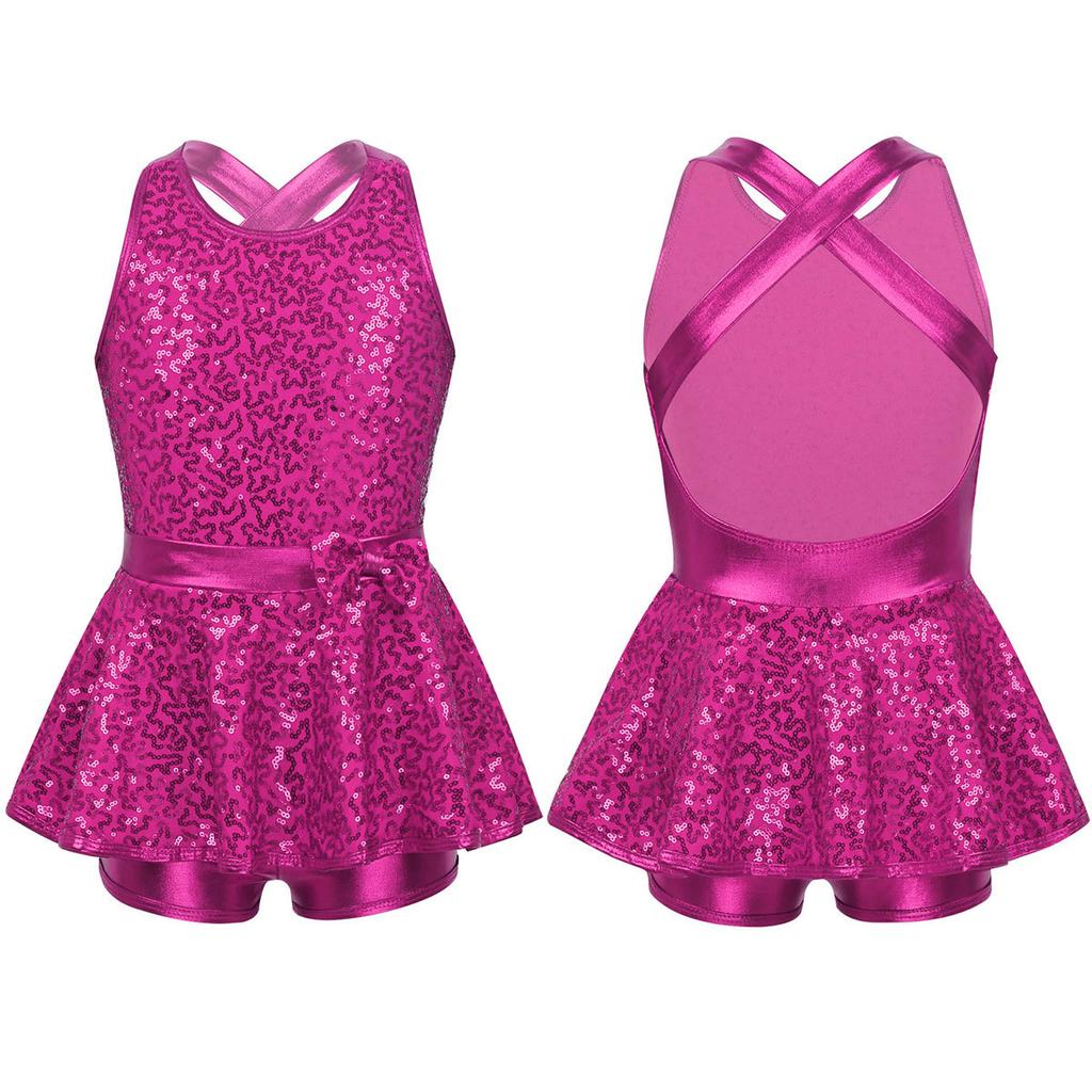 Kinder Mädchen Pailletten Ballett Jazz Modern Tap Kleid Gymnastik Tanz Trikot Tutu Kleid