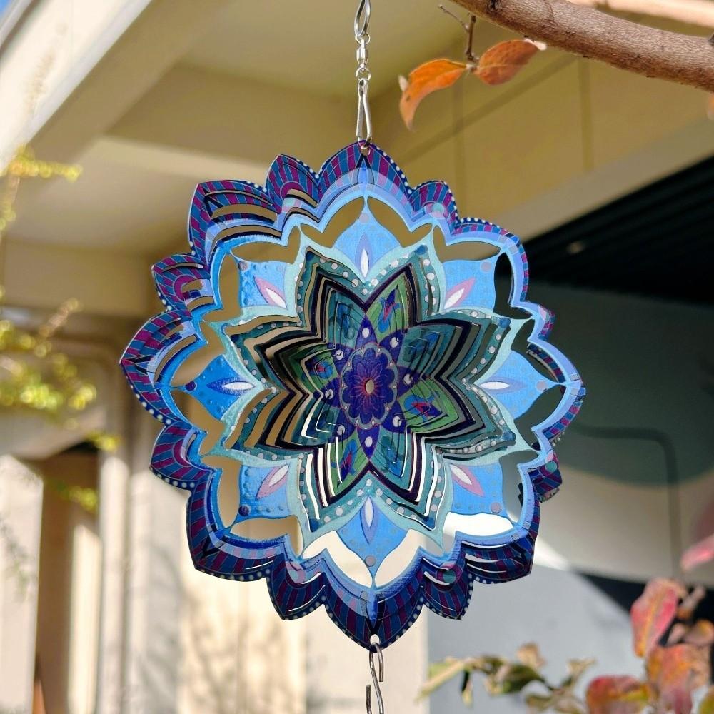 Flower Mandala Wind Chime Butterfly Wind Spinner Creative Rotating Pendant  Terrace Decor