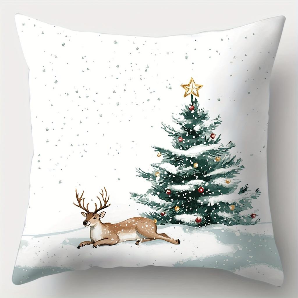 Christmas Decoration Pillowcase New Year Gift Winter Snowman Car Christmas Tree Pillow Cover Sofa Cushion Cover Home Decoration