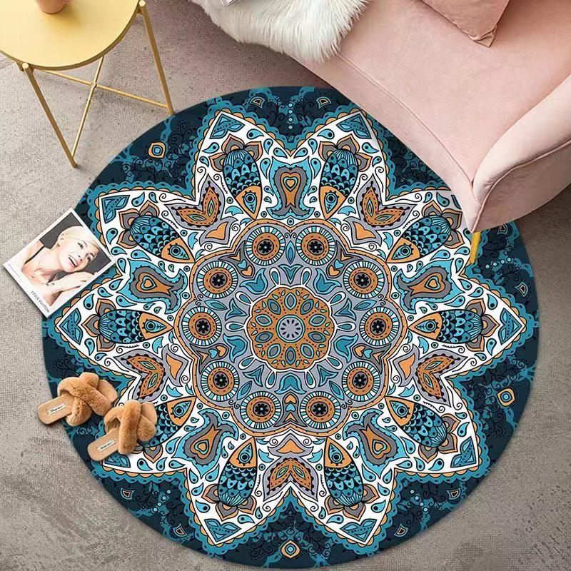 Vintage Crystal Velvet Round Carpet - Large Area Living Room Coverage