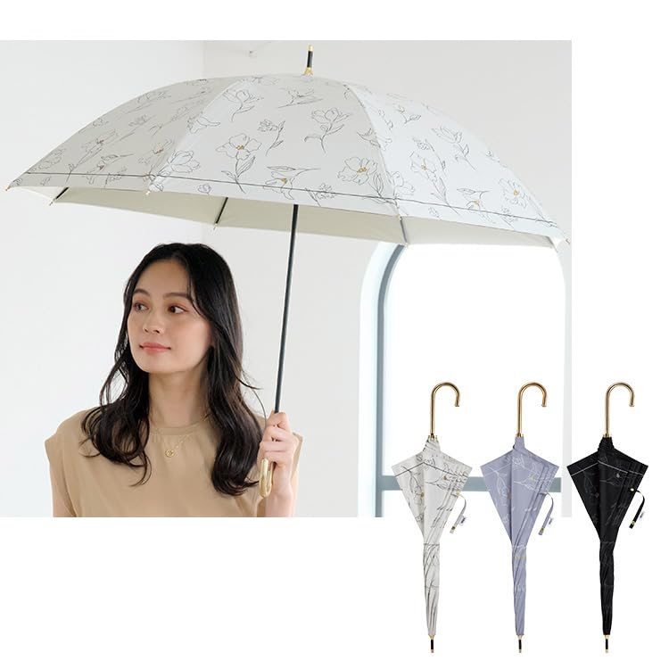 Parasol Folding Umbrella Blackout Flower Drawing Mini Off light blocking UV cut for both sun and for both sun and floral nuanced women Wpc. (100%