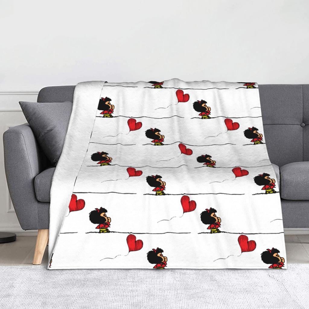 Mafaldas blankets Kawaii Cute Amine Flannel Funny Warm Throw blanket for Bedspread Summer