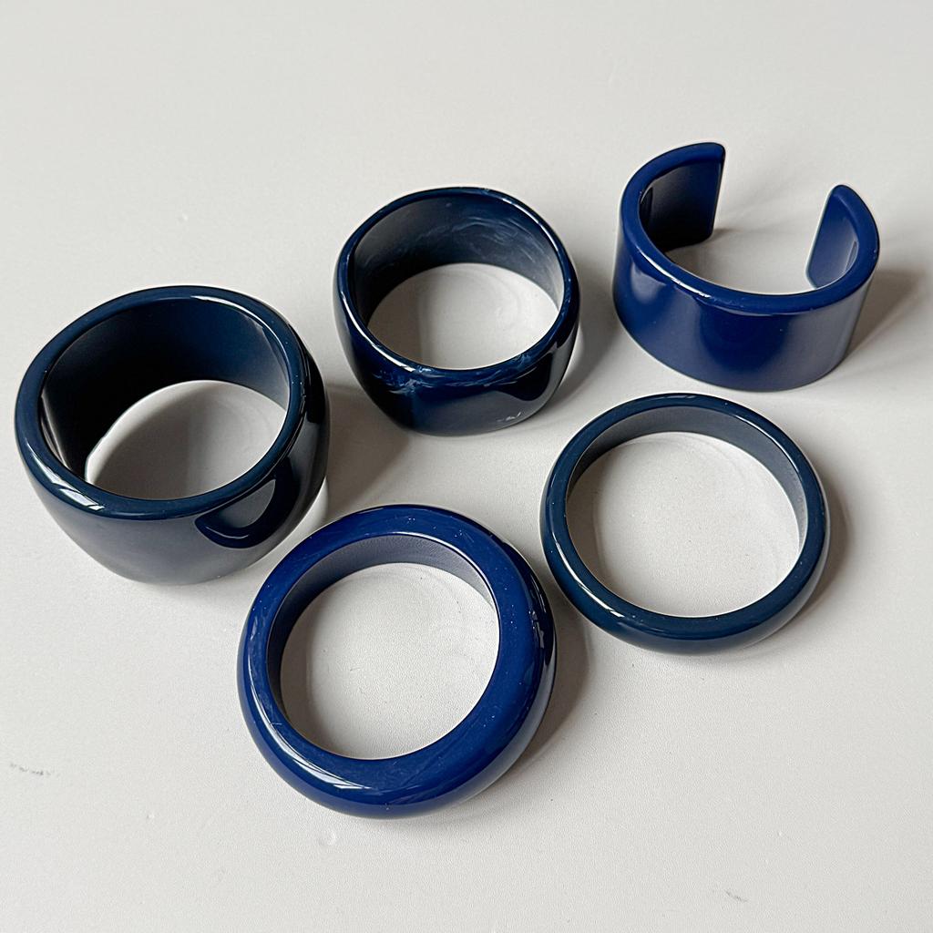 DIEZI 5 Style Vintage Hip Hop Blue Resin Acrylic Bangles Ethnic Geometric Wide Bangles Bracelets For Women Men New Jewelry