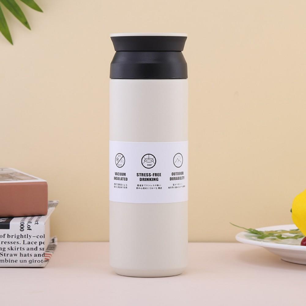 500ml Insulated Cup Stainless Steel Simple Portable Flat Lid Insulated Bottle Leakproof Insulated Water Cup For Women Men