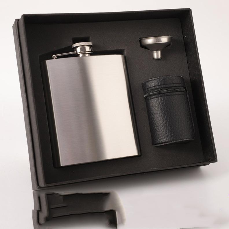 7oz Portable Pocket Hip Flask with funnel cup set Outdoor Travel Stainless Steel Flask Whiskey Drink Alcohol Flasks Steel Flagon