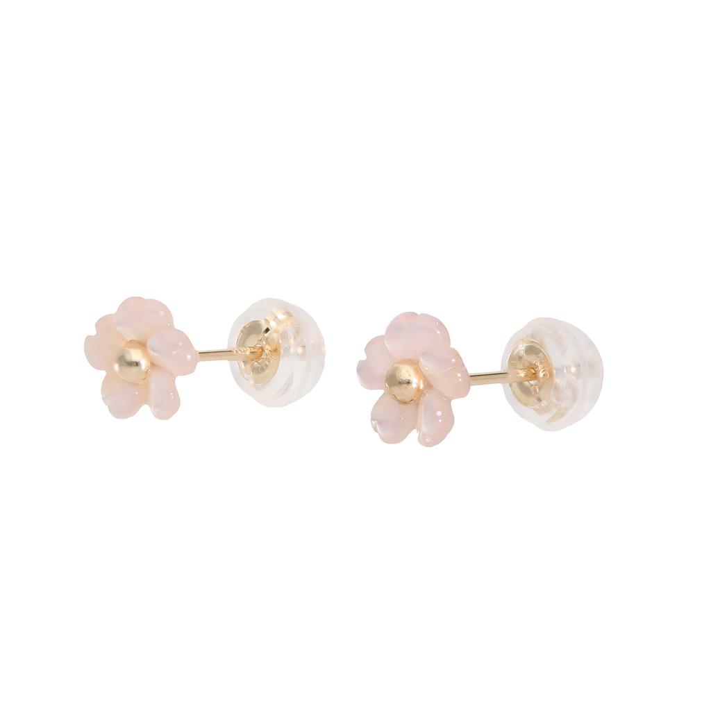 L&Co 10K Yellow Gold Flower and Pink Shell Earrings 46-7653