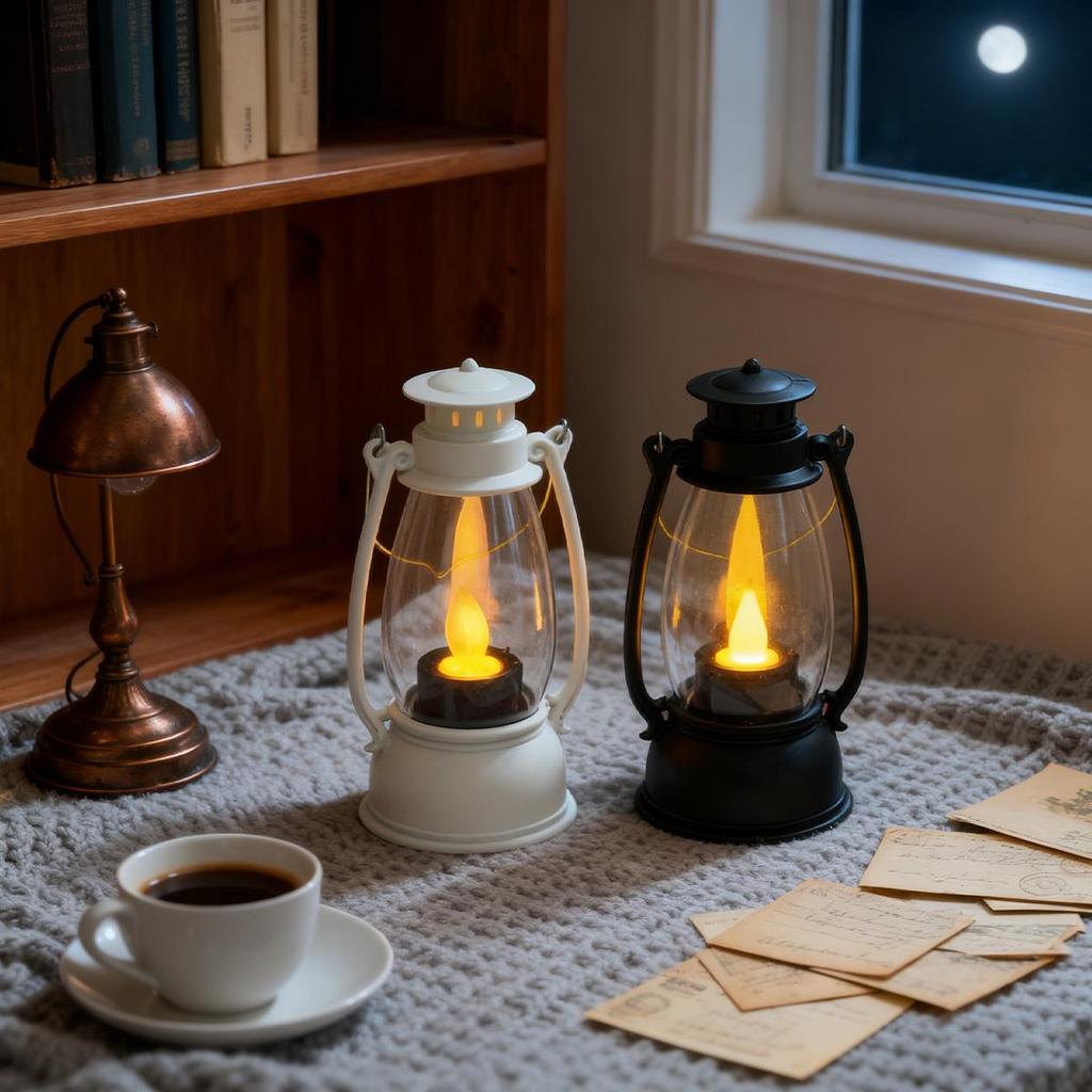 Retro Style Small Lantern Christmas Decoration Pony Lantern LED Candle Kerosene Lamp