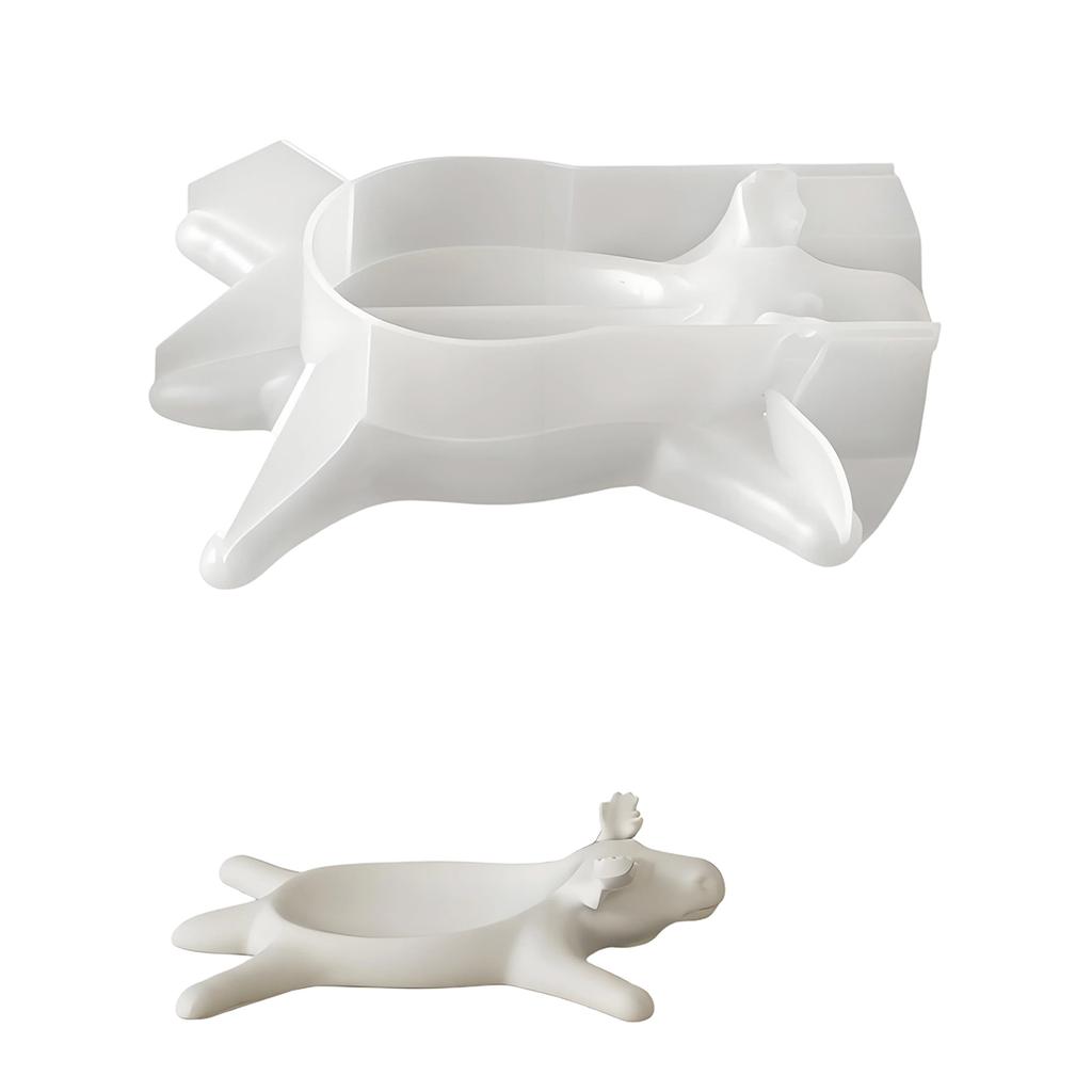 Easy Release Silicone Mold for Handmade Lying Cow Shaped Candlestick Candle Base Making Mould Tealight Holder Mold