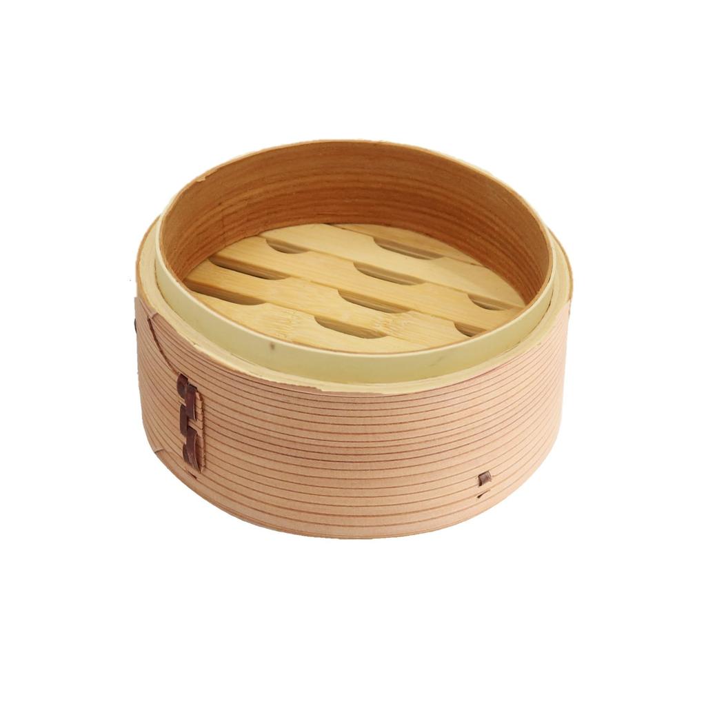 Wakacho Chinese Steamer with Cedar Diameter 15cm x Height Two-Tier Lid, Wood, 15cm, SER-2