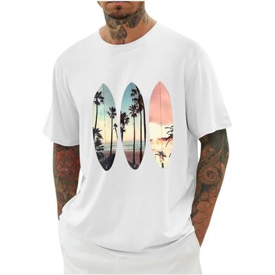 Men's Graphic Tee Tops Vintage Tropical Print Beach Rshirts Short Sleeve Crewneck Casual Summer T Shirts