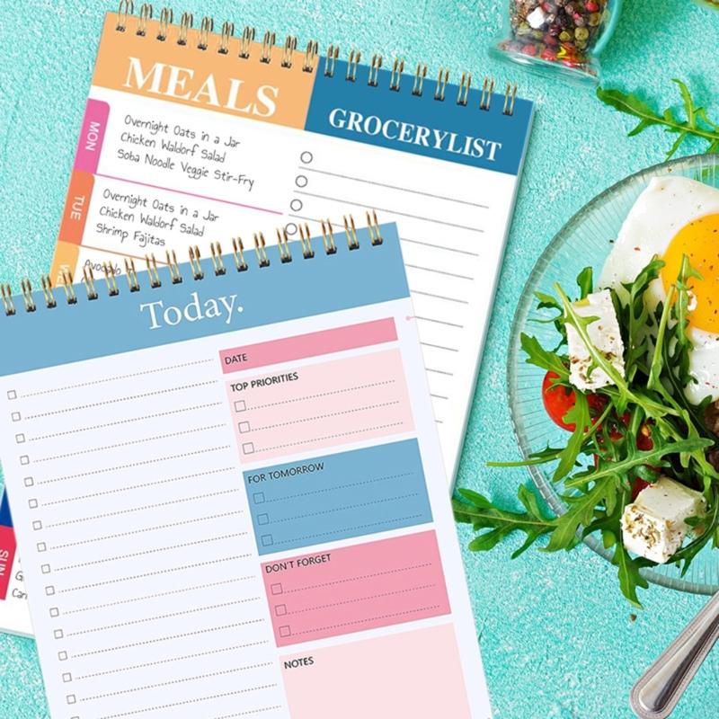 Twin Wire Binding Daily Planner Notebook 100 Pages Wide Lined Notepads Weekly Meal Planner For Daily Planning 142x220mm