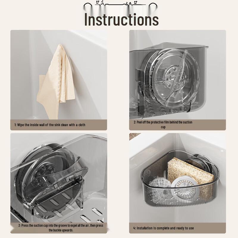 ZISIZ Eckspülbecken Schwamm- und Geschirrtuch Abtropfgestell