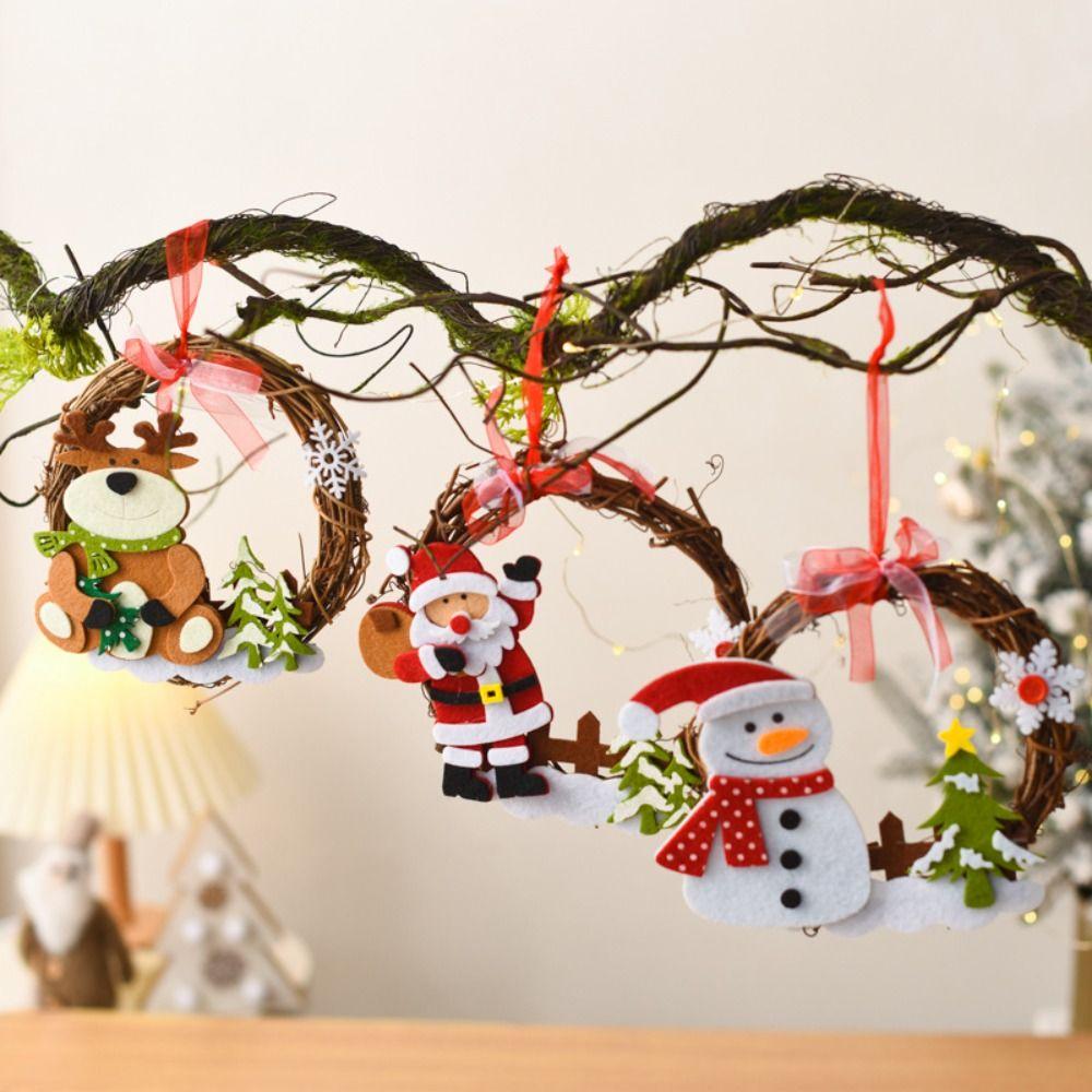 Handmade Christmas Tree Accessories DIY Santa Hanging Ornaments Christmas Xmas Wreath  Shop Window