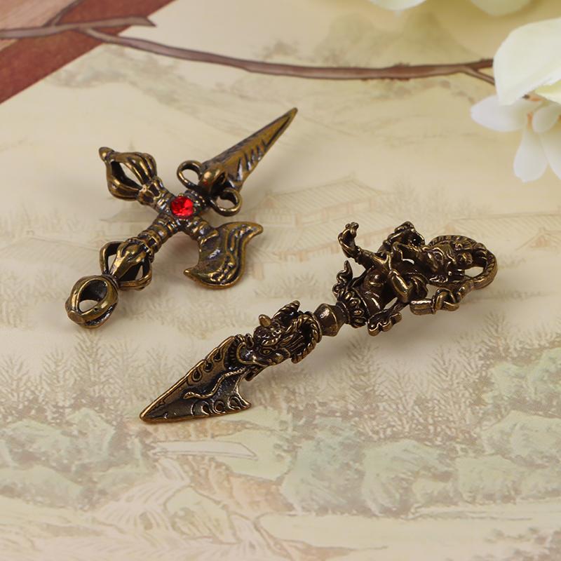 1Pc Cross Vajra Brass Car Key Chain Pendant Buddhism Dharma Lanyard Bodhi Beads Motorcycle Keychain Rope Pendant