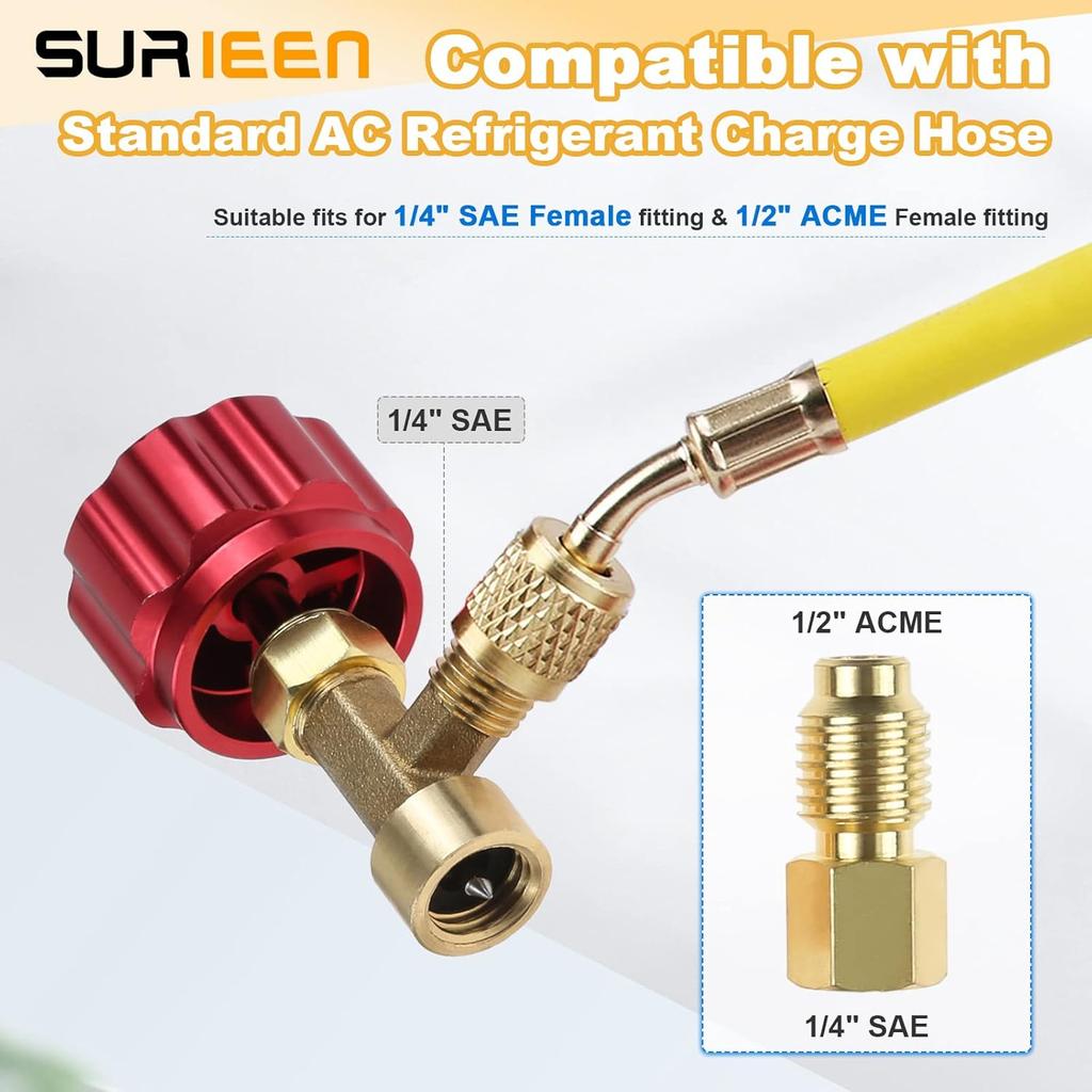 R134A Can Tap, R134A Self-Sealing and Puncture Style Refrigerant Can Tap Valves with Refrigerant Tank Adapters for Automotive Air Conditioning