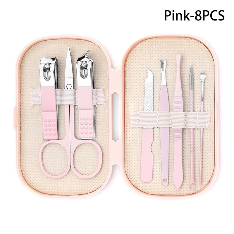 8/14/18pcs Nail Clipper Set Stainless Steel Manicure Pedicure Kit Portable Travel Case Earpick Nail File Foot Care Tool