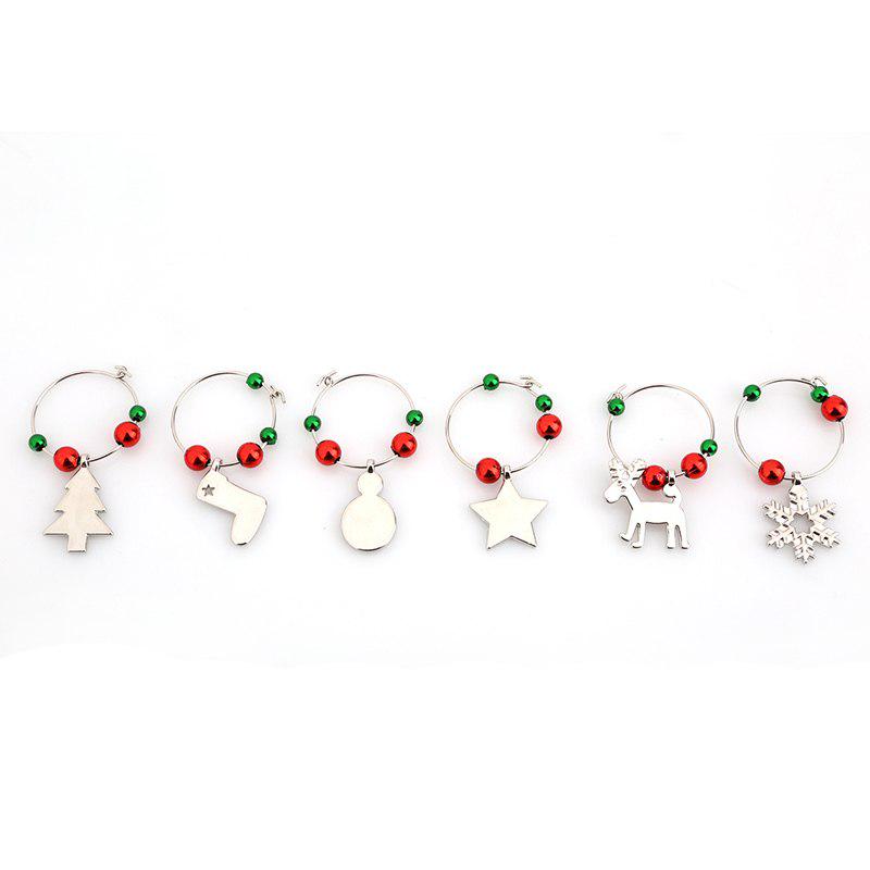 1 Set Christmas Wine Glass Decor Charms Party Cup Ring Table Decor Xmas Pendants Metal Ring Decor KTY