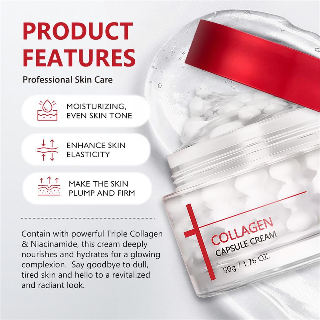 Kollagen Filler Kräm 50g, Återfuktande, Närande och Uppfräschande Kapselkräm, Med Sked.
