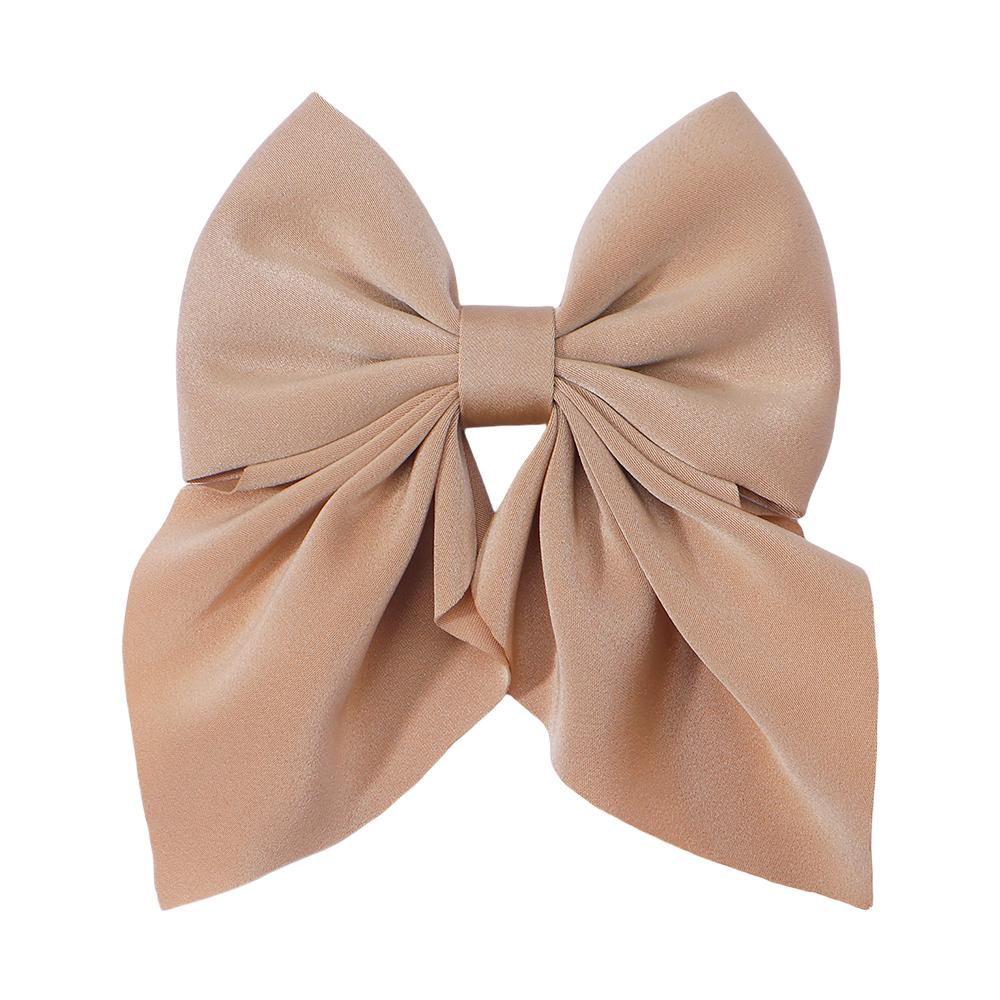 New Elegant Bow Ribbon Hair Clip Fashion Simple Solid Satin Spring Clip Hair Pin Headband with Clips Girls Hair Accessories