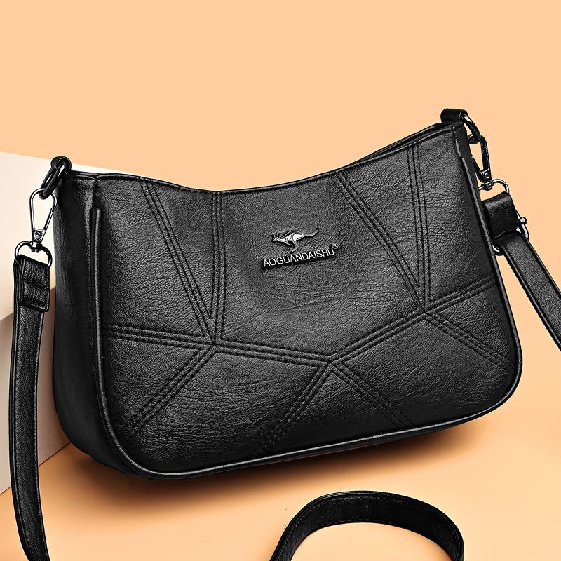 Nová dámská taška přes rameno, měkká kožená textura malá čtvercová taška, velkokapacitní taška přes tělo, módní a jednoduchá střední taška pro maminky
