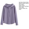 Women Hoodie Fall Long Sleeve Button Up Drawstring Hooded Sweatshirt Loose Fit Casual Thin Pullover Top