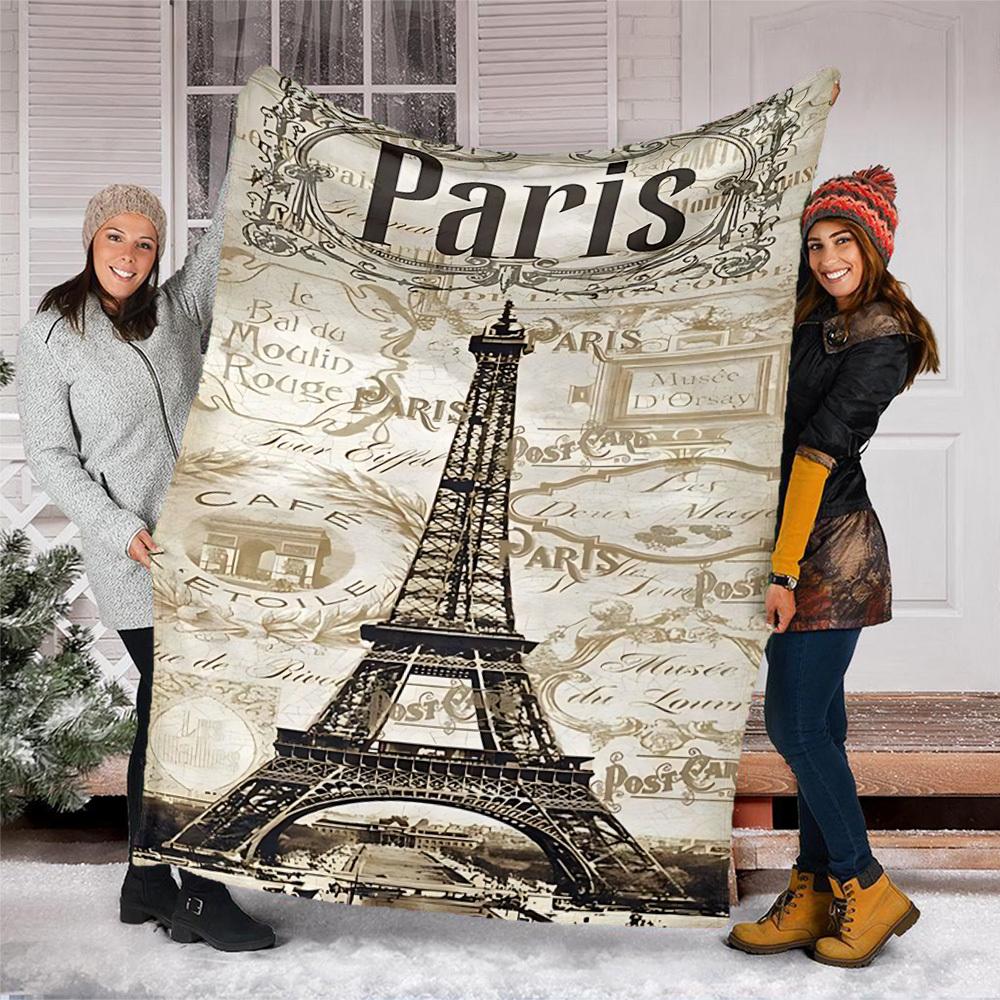 1pc Parisian Eiffel Tower Print Outdoor Blanket, Lightweight Polyester,