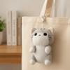 PP Cotton Grey Cat Key Chain Cartoon Cute Pet Pendant Bag Charm Plush Doll Key Ring  Girls