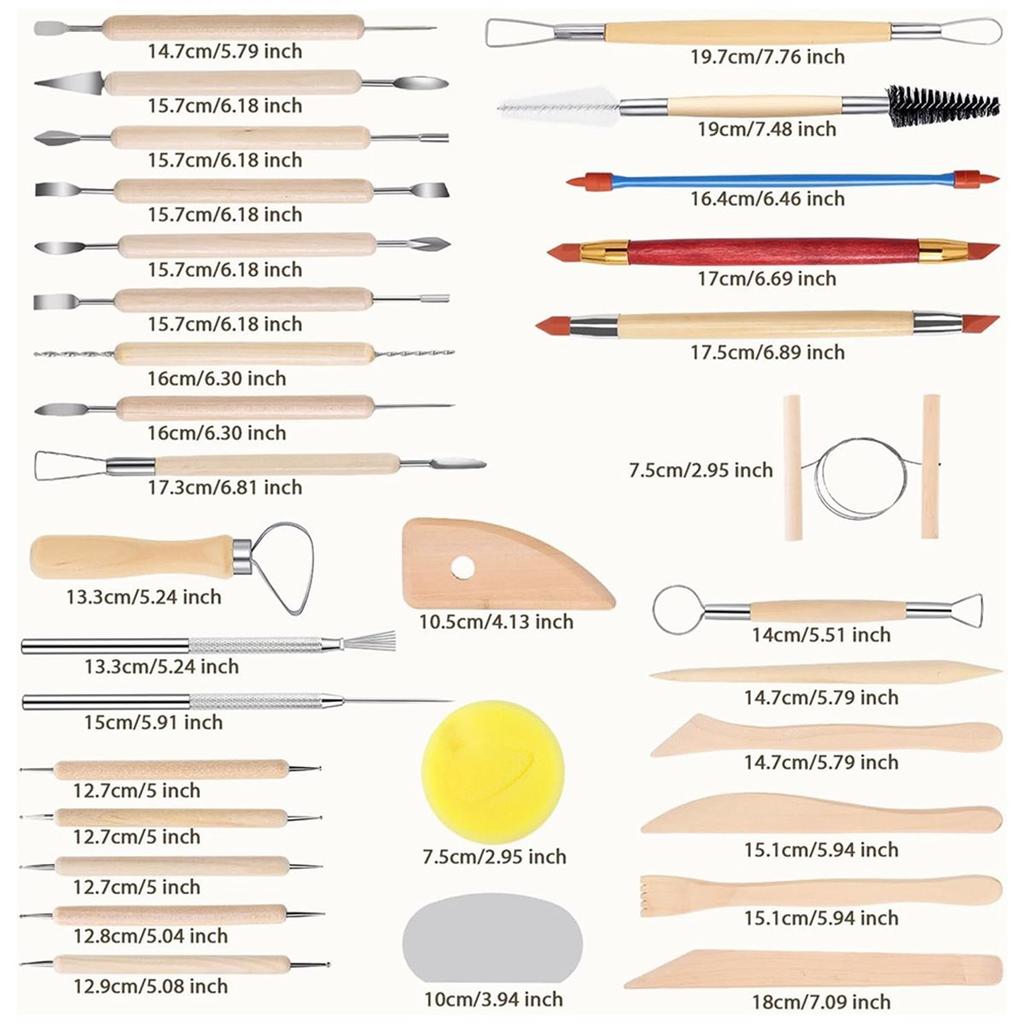 32PCS Clay Tools with Wire Sculpting Tools Pottery Modeling Ceramics Polymer Tools Set for Air Dry Clay Carving Molding