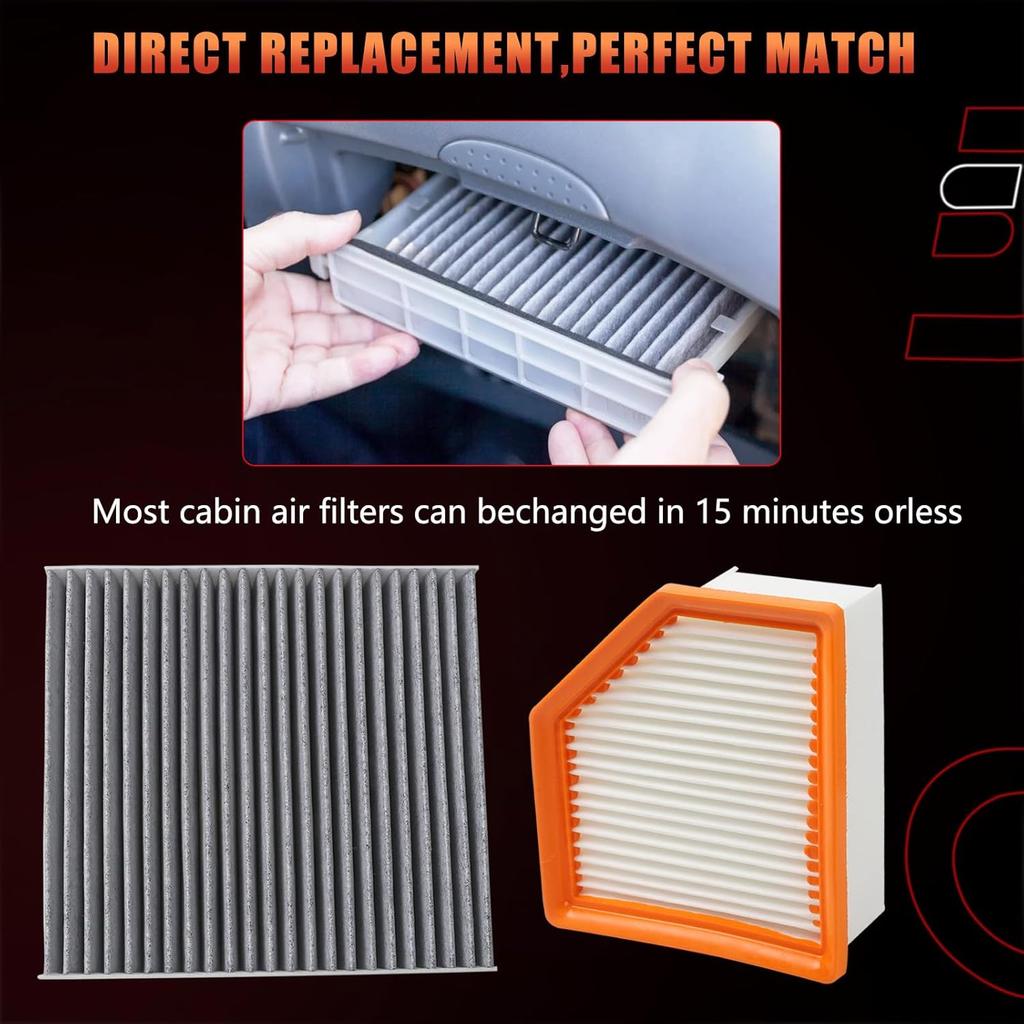 Engine Air Filter & Cabin Air Filter Combo Set Compatible With Nissan Vehicle Rogue 2.5L 1.5L Replace# 16546-6RA0A 27277-6RC0A 165466RA0A