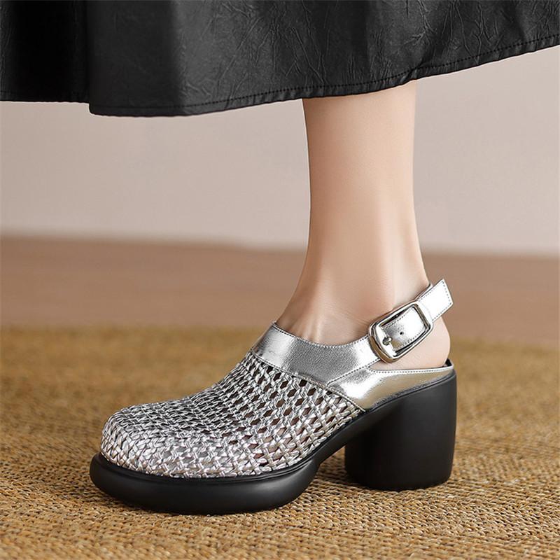 Fashion New Summer Sandal Cover Toe Sandals for Women High Heels Sandals Fashion Hollow Out Round Toe Chunky Heels Women Platform Shoes