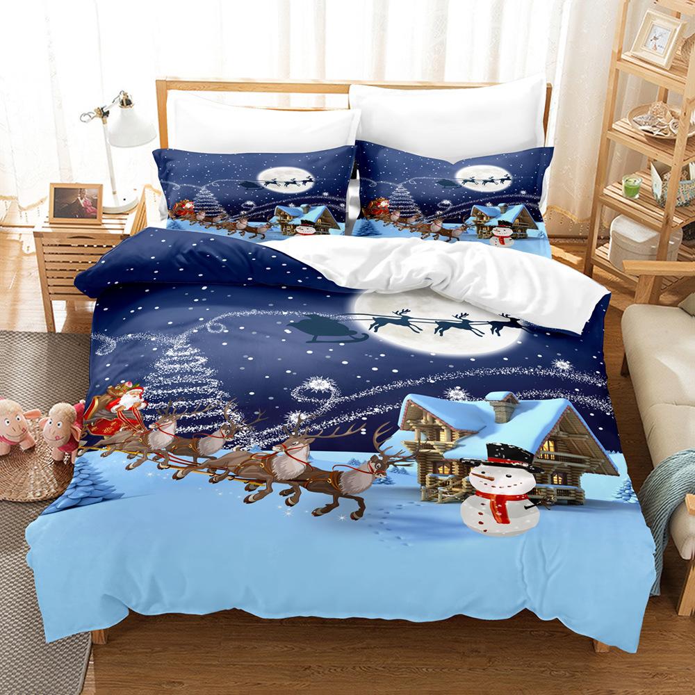 3D Digital Printing Three-Piece Set, Santa 2 Printing Bedding Kit