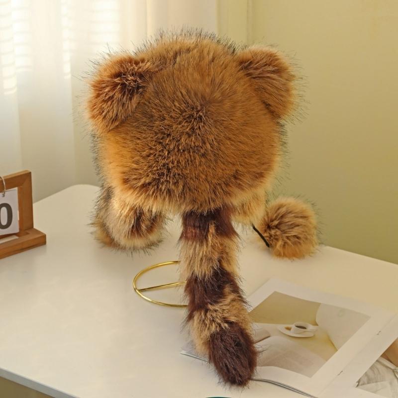 Keep Warm Parent Kids Plush Hat Winter Mongolian Hat for Outdoor Cycling Skiing