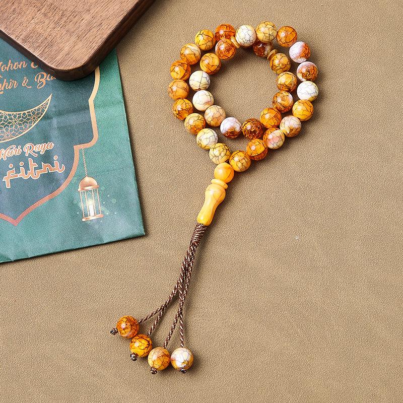 Handmade 33-Bead Crackle Prayer Bracelet - Muslim Saudi Prayer Beads