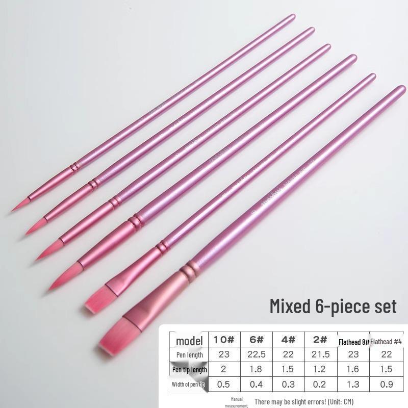 Wheat Nylon Hair Flat Head Brush Set for Digital Oil & Watercolor Painting