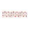 30-Piece Red French Manicure Set: European & American 3D Flower Cat Eye Almond Nails with Gilded Accents