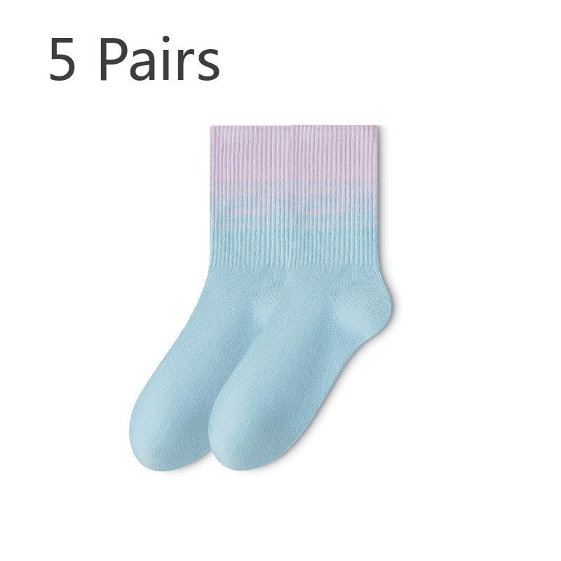 

5 пар женских осенне-зимних хлопковых спортивных чулок с градиентом 5 Pairs фиолетовый