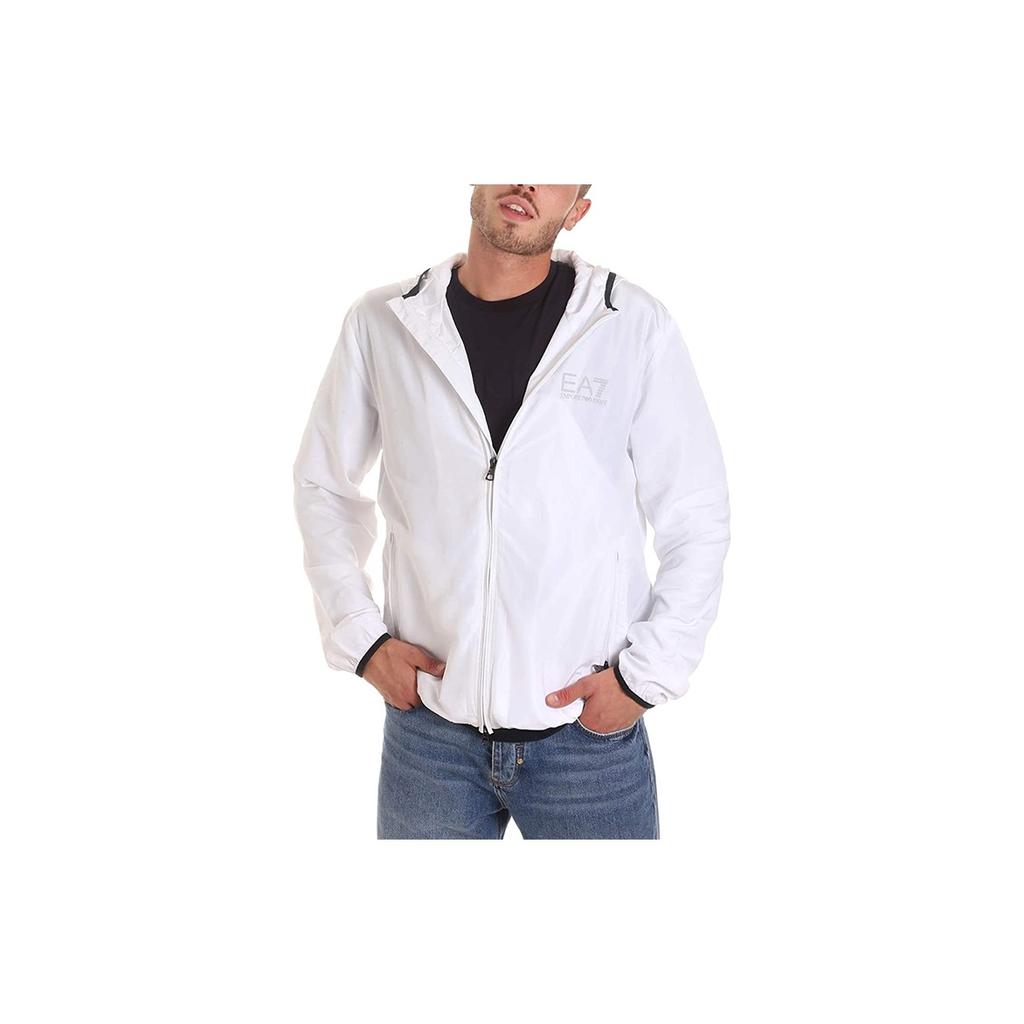 Emporio Armani Solid Color Hooded Long Sleeve Sweatshirt Men Tops White 8NPB04-PNN7Z-1100