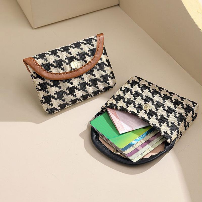 Mini Square Plaid Canvas Lipstick Makeup Bag Plaid Coin Wallet Large Capacity Storage Bag