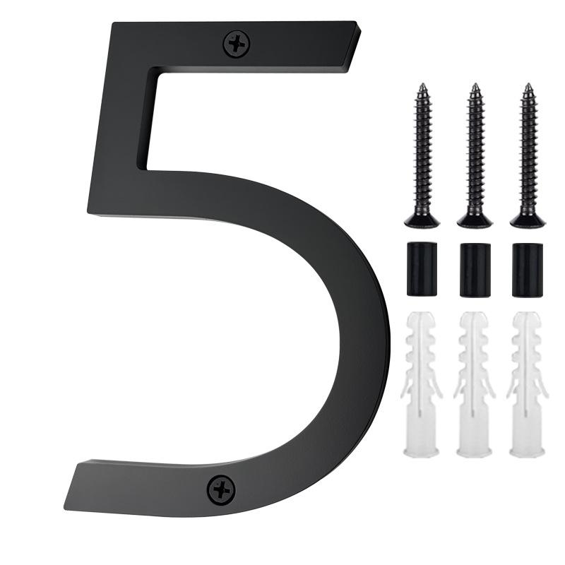 

Black Floating House Number Outdoor 6 Inch Acrylic Apartment Door Numbers Mailbox Address Sign #0-9 With Screws 5