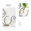 Cat Shape Hand Welded Vases High Temperature Baking Paint Hydroponic Glass Heart Vase With Metal Holder