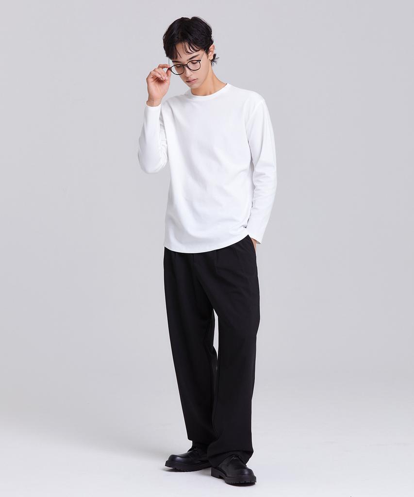 Dibeullu Tailored Crew Neck Long Sleeve Off-White