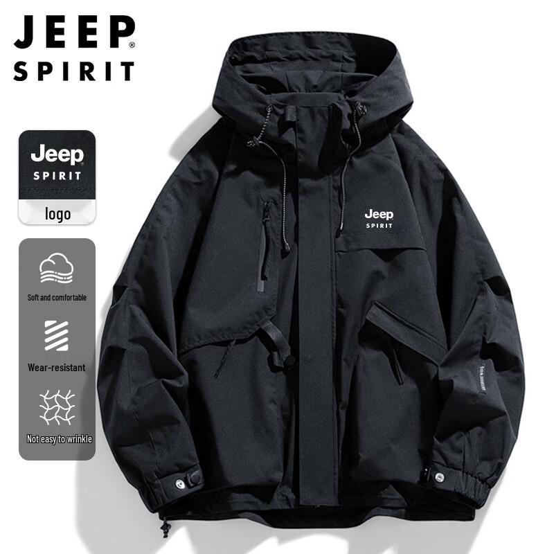 JEEP SPIRIT Men's Autumn/Winter Hooded Outdoor Jacket