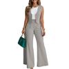ZANZEA Ärmellose Weste, Oberteile und Hosen für Damen, zweiteiliges Sommer-Set