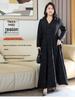 2026 Spring Plus Size Women's V-Neck Long Sleeve Slimming Wide Hem Dress