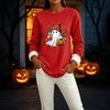 Women's Long Sleeve Pullover Round Neck Halloween Print Winter Casual Top