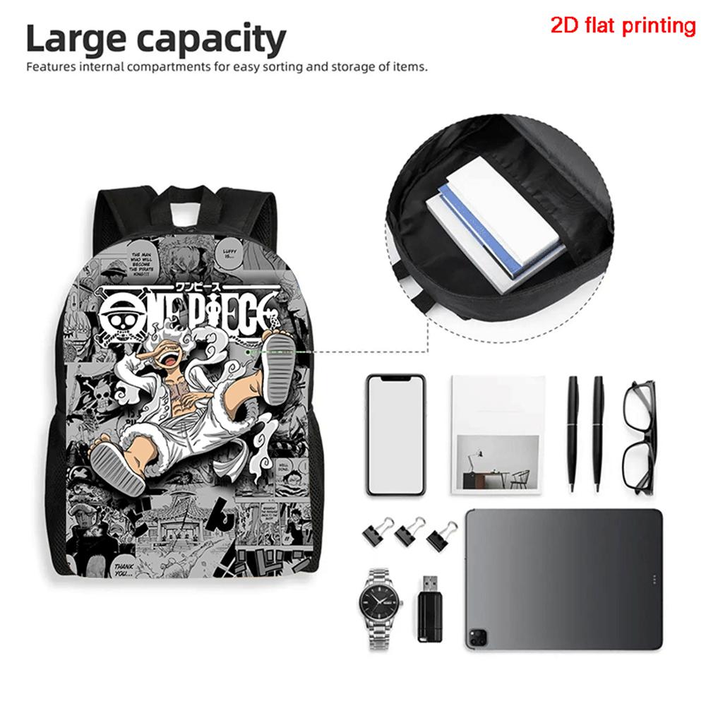 One Piece 3-In-1 Cartoon Lightweight Durable School Backpack with Crossbody Bag Pencil Case for Children Age 6-10 Primary School